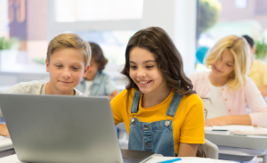 kids with laptop school